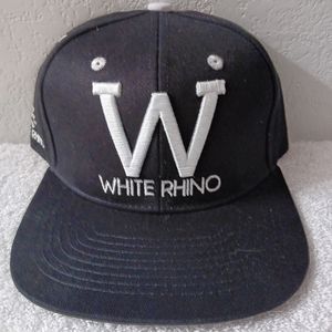 White Rhino Black & White Letter W Embroidered Snap Back Hat Cap